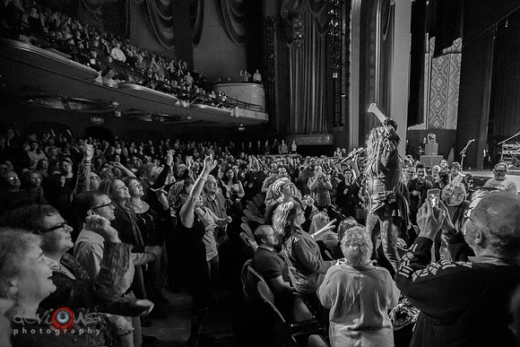 Cyndi Lauper singing "Girls Just Wanna Have Fun" from the crowd