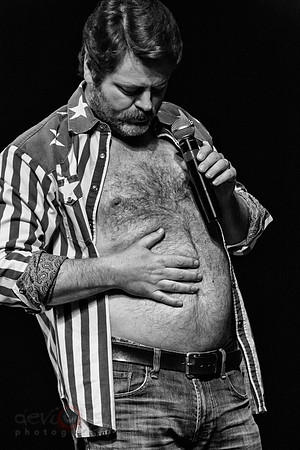 Nick Offerman showing everyone where the Beer Cheese Soup went